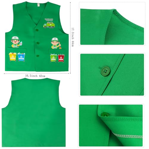 Yewong Kids Waste Management Garbage Truck Costume Accessories Recycle Trash Vest Tucker Hat Gloves ID Card for Career Day - Image 5