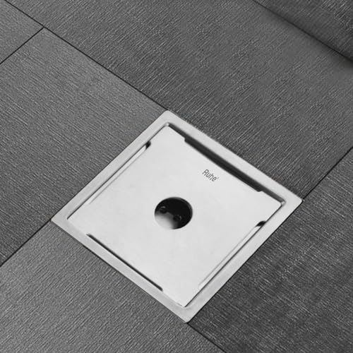 Ruhe® Diamond Floor Drain/Jali | 304 Grade Stainless Steel Diamond Floor Drain/Jali Square with Trap (with Hole) Set of 2 (6 x 6 inches) - Image 1
