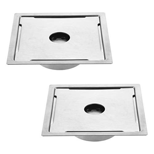 Ruhe® Diamond Floor Drain/Jali | 304 Grade Stainless Steel Diamond Floor Drain/Jali Square with Trap (with Hole) Set of 2 (6 x 6 inches) - Image 2