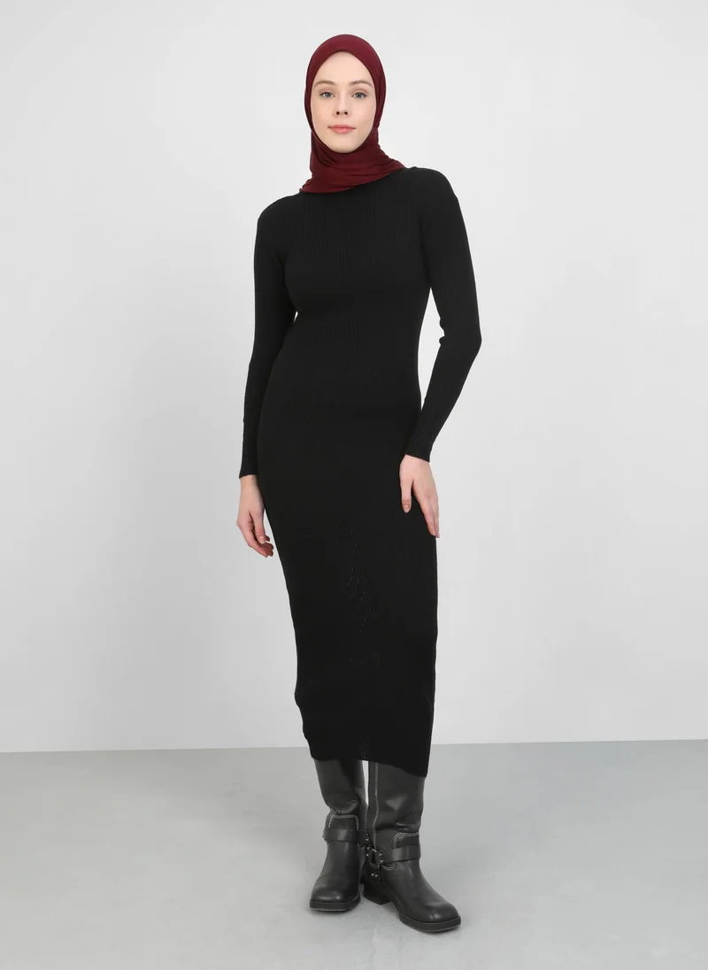 Por La Cara By Modanisa Black - Knit Dresses - Por La Cara