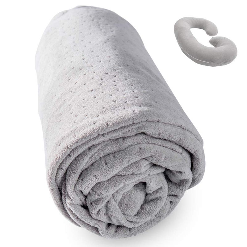 1 MIDDLE ONE C Shaped Pregnancy Pillowcase Breathable Velour Replacement Cover with Zipper for Maternity Pillow Cover Only Grey