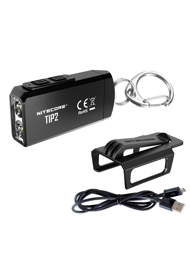 نايت كور - مصباح يدوي Nitecore TIP 2 (TIP2) بسلسلة مفاتيح، 720 لومن LED عالي اللومن قابل لإعادة الشحن عبر USB للاستخدام اليومي مع الجيب مع كابل شحن LumenTac - Image 1