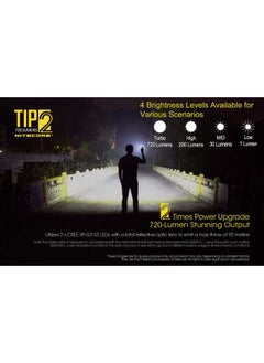 نايت كور مصباح يدوي Nitecore TIP 2 (TIP2) بسلسلة مفاتيح، 720 لومن LED عالي اللومن قابل لإعادة الشحن عبر USB للاستخدام اليومي مع الجيب مع كابل شحن LumenTac  - Image 3