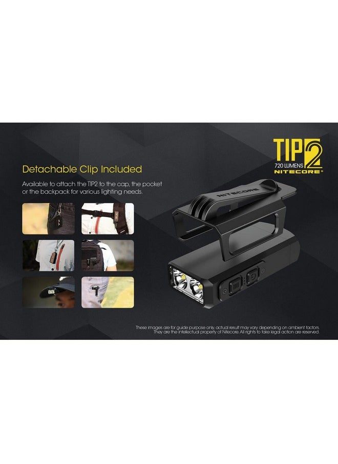 نايت كور - مصباح يدوي Nitecore TIP 2 (TIP2) بسلسلة مفاتيح، 720 لومن LED عالي اللومن قابل لإعادة الشحن عبر USB للاستخدام اليومي مع الجيب مع كابل شحن LumenTac - Image 1