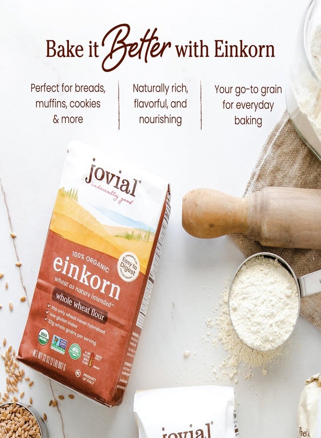 Jovial Organic Einkorn Whole Wheat Flour - Bread Baking Flour for Sourdough, High Protein, Non-GMO, Organic Pizza & Pasta Flour, European Italian Flour, Glyphosate Free - 32 Oz, 3 Pack - Image 4