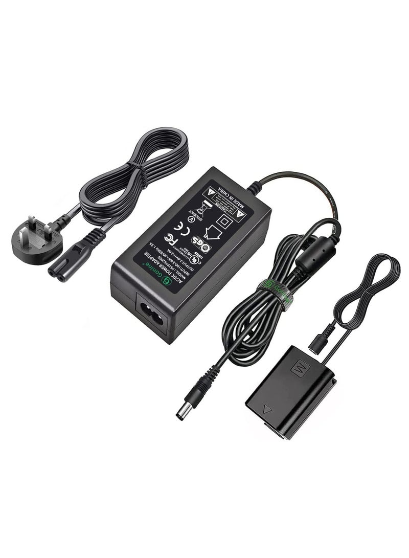 TIGER AC-PW20 AC Power Adapter NP-FW50 Dummy Battery Kit for Sony Alpha Cameras ZV-E10, A7, A7R, A7S, A6500, A6400, A6300, A6000, A5100, RX10 II, III, IV, NEX-3, NEX-5, NEX-7 – Continuous Power Supply for Photography & Videography - Image 1