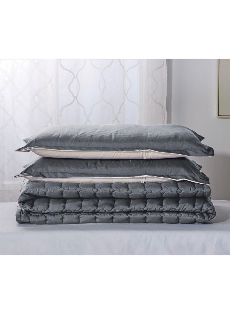 Sleep Night 4 Pieces Comforter Set Single Size 160 X 210 Cm Dual color Reversible Bedding Set for All Seasons - Image 2