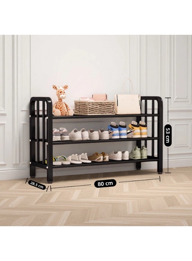 SALADAYS 3-Tier Shoe Rack, Shoe Storage Shelf Organizer, Sturdy and Durable Metal Structure Free Standing Shoe Rack for Closet Entryway Doorway(Black) - Image 2