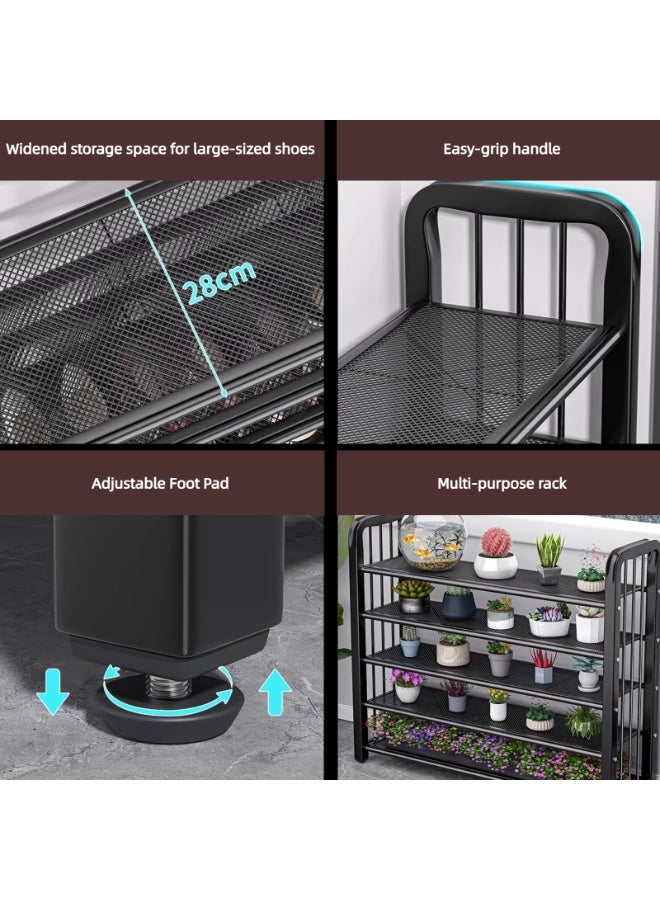 SALADAYS 3-Tier Shoe Rack, Shoe Storage Shelf Organizer, Sturdy and Durable Metal Structure Free Standing Shoe Rack for Closet Entryway Doorway(Black) - Image 5