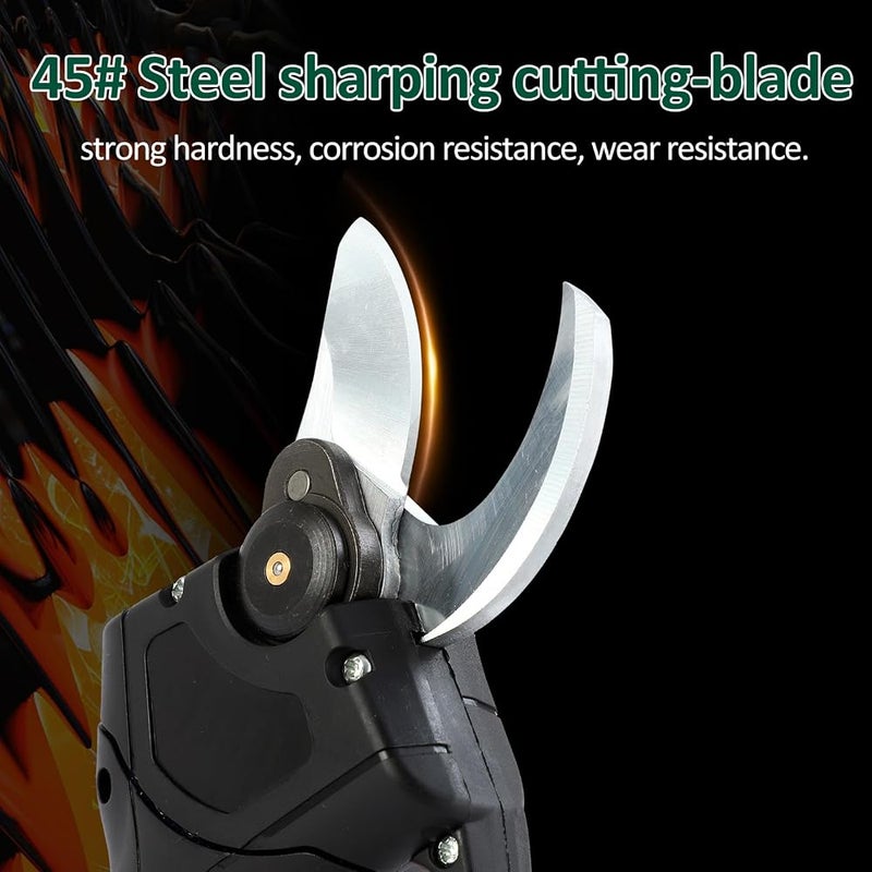 Eacam Electric Pruning Shears Cordless Power Pruner Electric Shear 21V 30mm 2 Rechargeable Batteries 45# Steel Blade Anti Slip Handle Low Noise for Gardening (UK plug) - Image 2