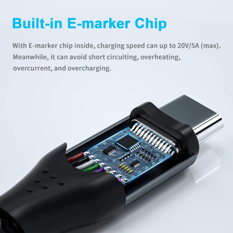 فاسجير كابل USB C إلى Type C، حزمة واحدة من كابل USB 3.1 Type C Gen 2 للشحن السريع، توصيل طاقة 100W 20V/5A، نقل بيانات بسرعة 10Gbps، إخراج فيديو 4K@60Hz، متوافق مع أجهزة Type-C (10 أقدام، أحمر) - Image 5