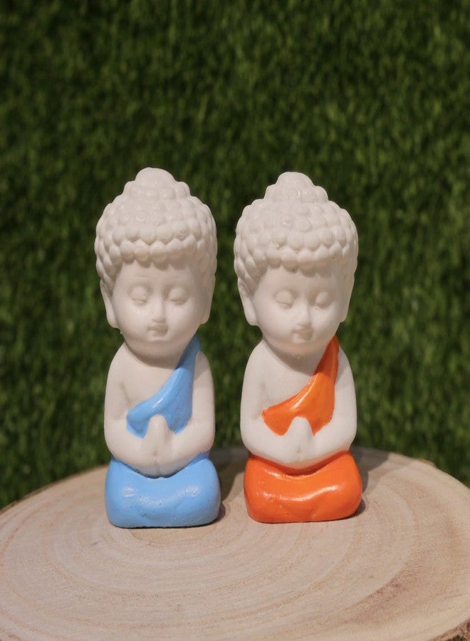 ARUNA DECOR Miniature Buddha Set of 2 for Home Decor Mini Garden Dollhouse Accessories Zen Figurines Resin Buddha Statues for Tabletop Office Shelf Gifting - Image 1
