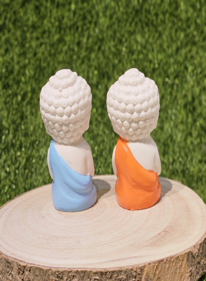 ARUNA DECOR Miniature Buddha Set of 2 for Home Decor Mini Garden Dollhouse Accessories Zen Figurines Resin Buddha Statues for Tabletop Office Shelf Gifting - Image 3