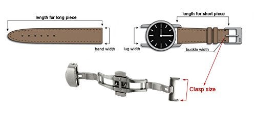 RECHERE 16mm Silver Brushed Matte Push Button Butterfly Deployment Clasp For Leather Watch band Strap - Image 4