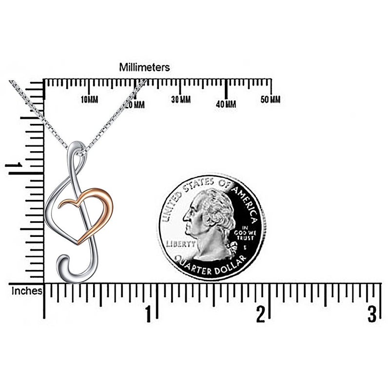 DAOCHONG 925 Sterling Silver Musical Note Treble Clef Rose Gold Plated Music Heart Pendant Necklace Jewelry for Women Graduation Christmas, Box Chain 18" (Rose Gold Plated) - Image 5