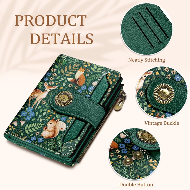 Icycay Squirrels Wallet Women Small RFID Blocking Bifold, Credit Card Holder, Zipper Coin Pocket, Cute, PU Leather, Compact, Travel, ID Window, 14 Card Slots, Cash Purse, Ladies Woman Female Girls - Image 5
