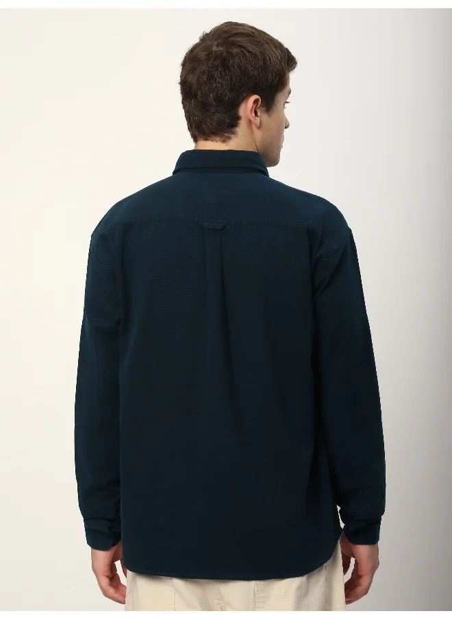 بيونغ Navy Blue Double Yoke Overshirt