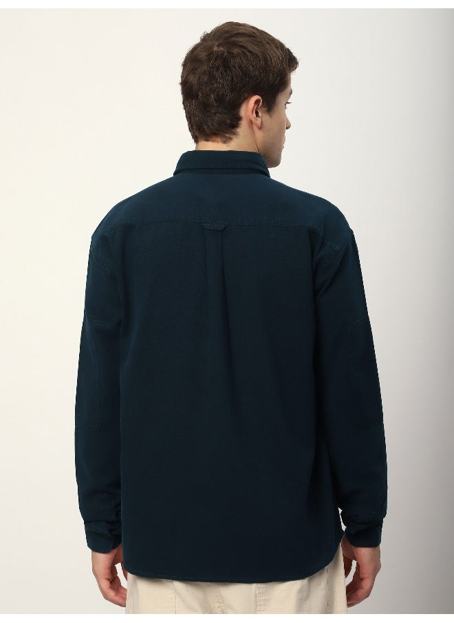 Beyoung Navy Blue Double Yoke Overshirt  - Image 2