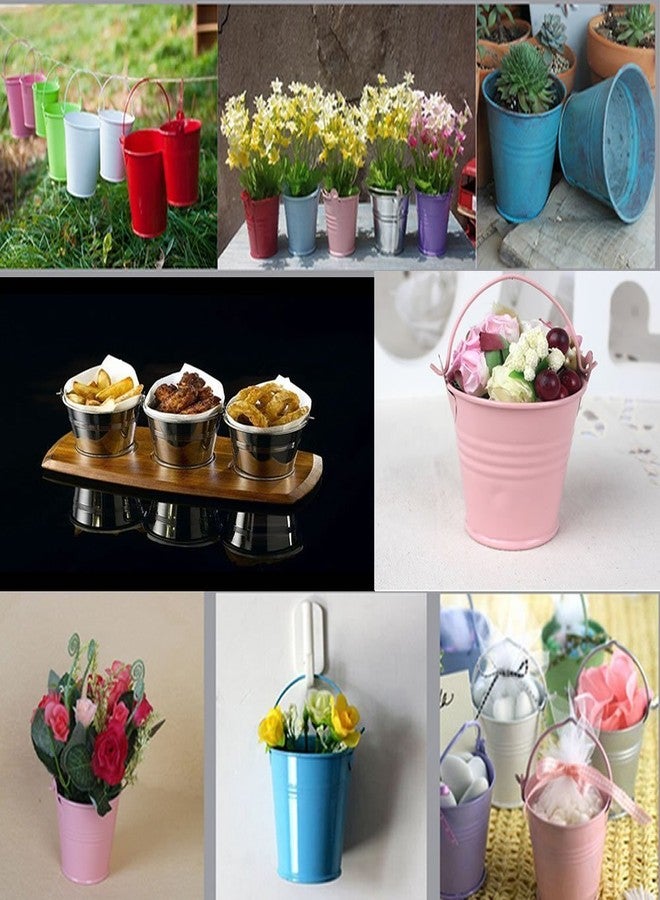 NAYAB Colorful Mini Metal Tinplate Galvanized Pail Bucket Kids Toy Chocolates Candy Cute Favors Box Wedding Party Decorations Festival Gifts (7.5 inch) - Image 4