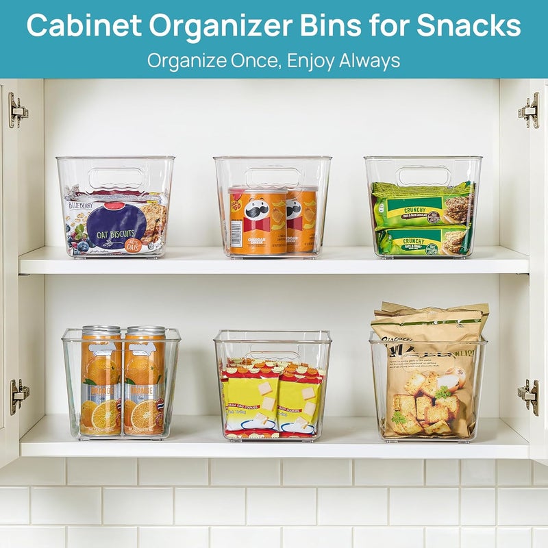 Vtopmart Clear Plastic Storage Bins, 6 PCS Pantry Organizer Bins with Handle for Refrigerator, Fridge, Cabinet, Kitchen, Countertops, Cupboard, Freezer Organization,Medium - Image 3