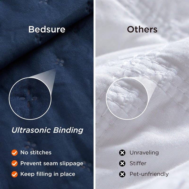 Bedsure Quilts Queen Size - Ultra Soft Queen Quilt Bedding for Modern Bedroom Decor, Lightweight All-Season Comforter, Navy Bedspread Coverlet 90x96 Inch - Image 5