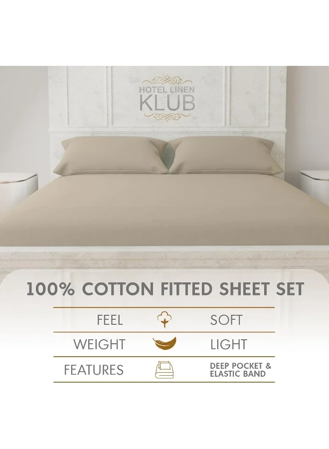 Hotel Linen Klub Hotel Linen Klub Luxury 100% Cotton 350TC Fitted Sheet Set