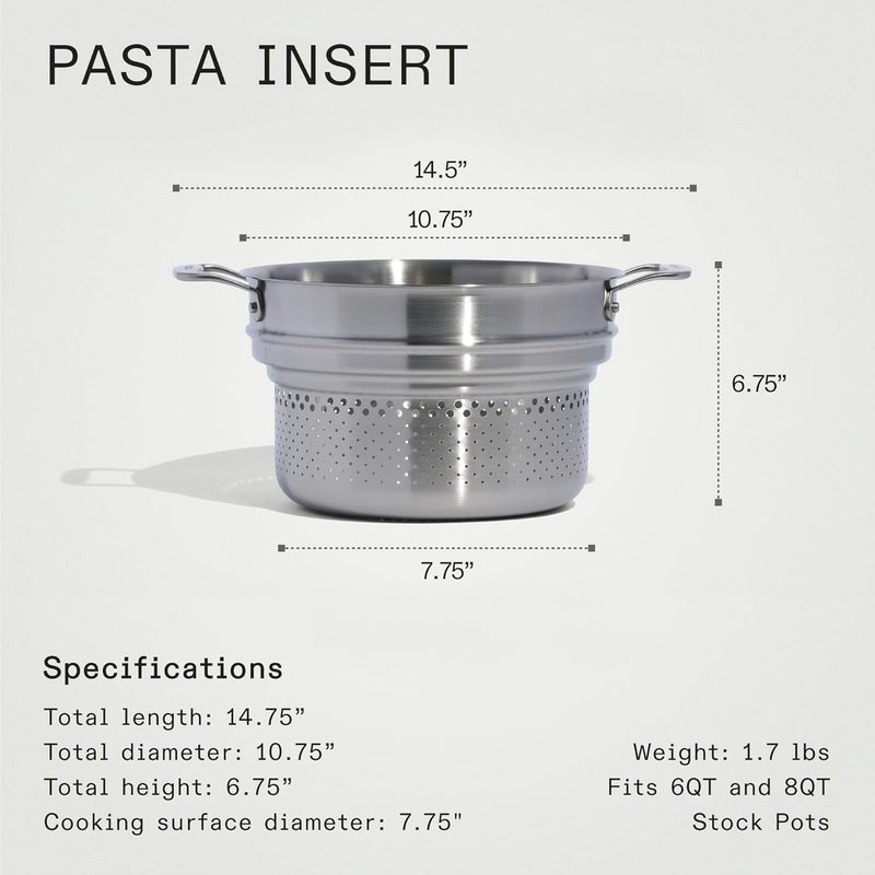 Madein Cookware - Stainless Steel Pasta Insert - Premium Stainless Steel - Professional Cookware - Crafted in Thailand - Fits 6 and 8 QT Stock Pots - Image 5