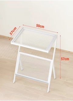 C&C Home Multifunction Glass-top Sofa Side Table Accent End Table with Magazine Rack Bedside Nightstand Z Shaped Coffee Table Display Stand for Bedroom Living Room Small Space 50x37x57 cm  - Image 5