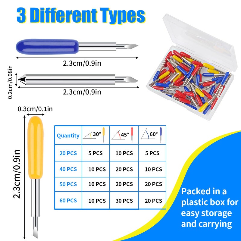 MOWPOG 40 PCS Replacement Cutting Blades, Fine Point Blade Compatible with Explore Air 2/Air 3/Maker/Maker 3, 20 PCS Standard Blades, 10 PCS Deep Cutting Blades and 10 PCS Fine Point Blades - Image 2