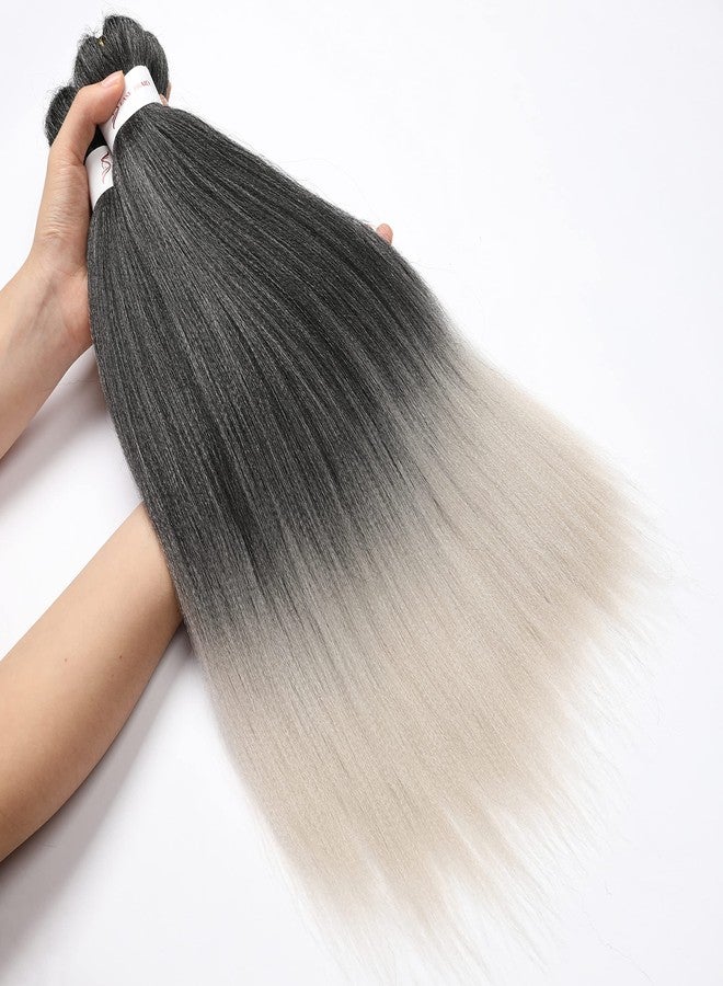 ShowCoco 8 Packs Pre-stretched Braiding Hair 26" Ombre Braiding Hair Hot Water Setting Synthetic Fiber Crochet Braiding Hair Ombre Black to Gray (26Inch,#1B/Silver) - Image 5