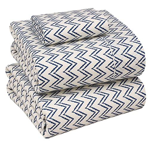 RUVANTI 100 Cotton Percale Sheets Twin Size Crisp Cooling Bed Sheets for Hot Sleepers Deep Pocket 16 Soft Breathable Durable HotelStyle 3 Piece Set Chevron - Image 1