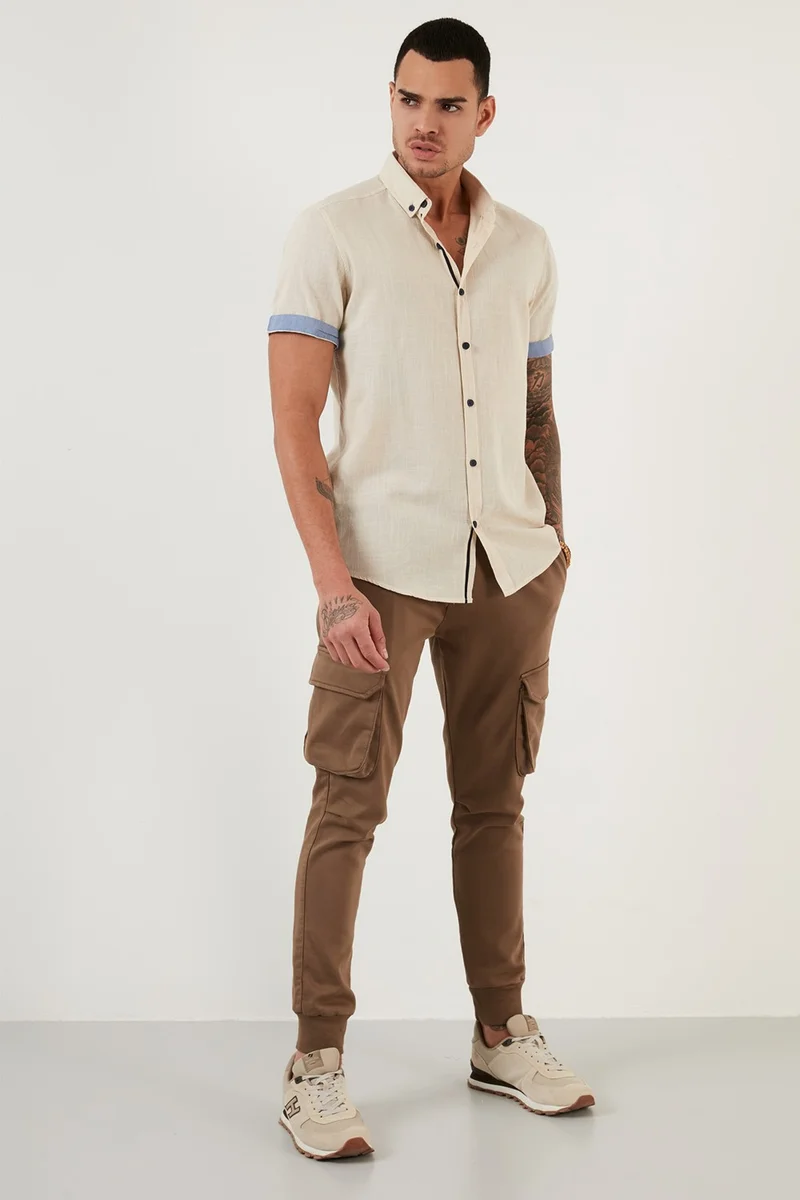 Buratti Cotton Slim Fit Button Collar Short Sleeve Shirt Men's SHIRT CF21S112546