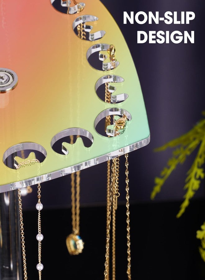 NiHome Iridescent Acrylic Rotating Necklace Holder Organizer, Heart-Shaped Top Multifunctional Jewelry Storage, Space-Saving Necklace Organizer, Keeps Vanity Neat Adds Decorative Touch - Image 4