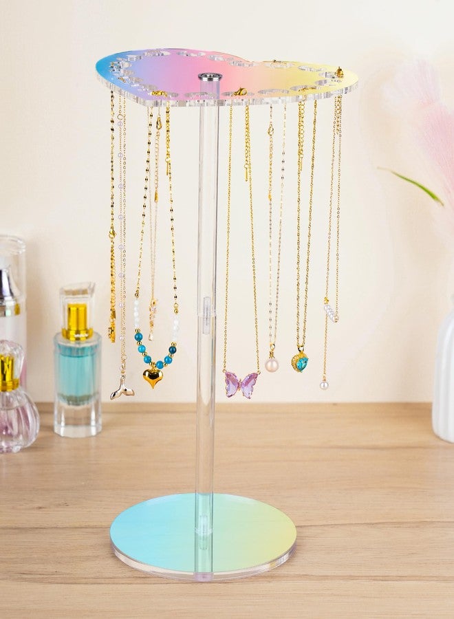 NiHome Iridescent Acrylic Rotating Necklace Holder Organizer, Heart-Shaped Top Multifunctional Jewelry Storage, Space-Saving Necklace Organizer, Keeps Vanity Neat Adds Decorative Touch - Image 5