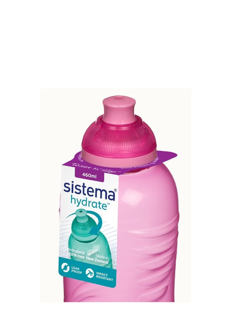 Sistema 460ml Squeeze Bottle (Pink): Gym & Fitness Bottle-  Leakproof & BPA-Free Hydration - Safe & Reusable  , Made In New Zealand - Image 3