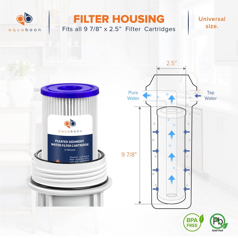Aquaboon 5 Micron 10x2.5 Whole House Pleated Sediment Filter Cartridge for Well Water Filter Replacement Compatible with WFPFC3002, WHKF-WHPL, 25-Pack - Image 2