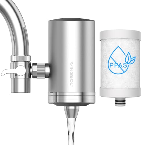 WINGSOL WINGSOL Stainless Steel Water Filter for Sink Faucet, NSF/ANSI 42 & 53, 360° Rotating Tap Purifier Reduces PFAS, Lead, Chlorine & Microplastics, 350 Gallons Long-Lasting for Kitchen & Bathroom - Image 1