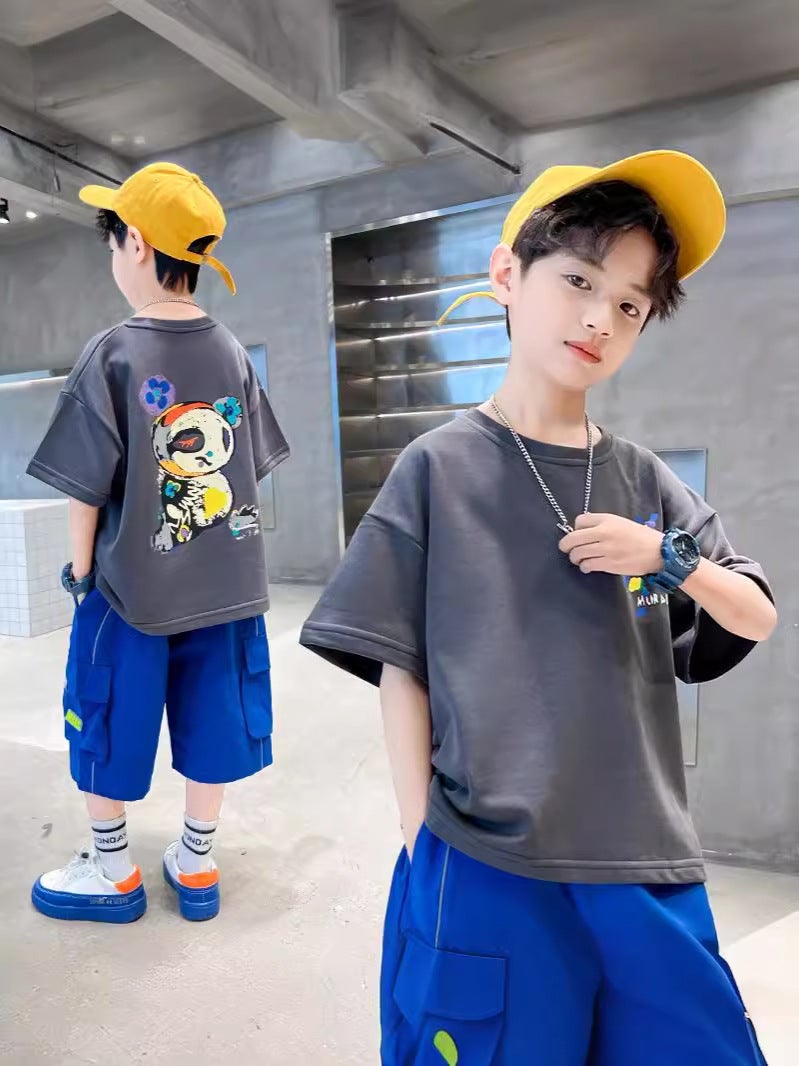 Boys' Short-Sleeved T-Shirt, Pure Cotton, Medium And Large Children'S Summer Clothing, 2026 New Trendy Brand, Summer Boys' White Half-Sleeved Children'S Clothing - Image 3
