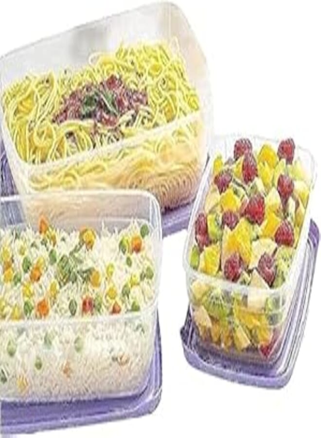 Microwave Boxes Meal Prep Containers, [3 Pack] Plastic Storage Food Containers with Lids, Disposable Bento Box Reuse, Refrigerator Safe, Microwave, Dishwasher Safe (3.0, Rectangular, 3, Ms-Box 3 Pack)
