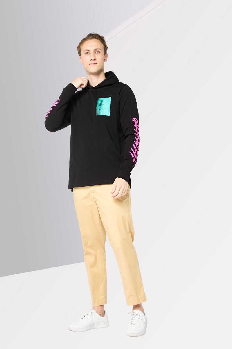DIESEL Men Hooded Graphic Print Long Sleeves Sweatshirt, Black  - Image 3