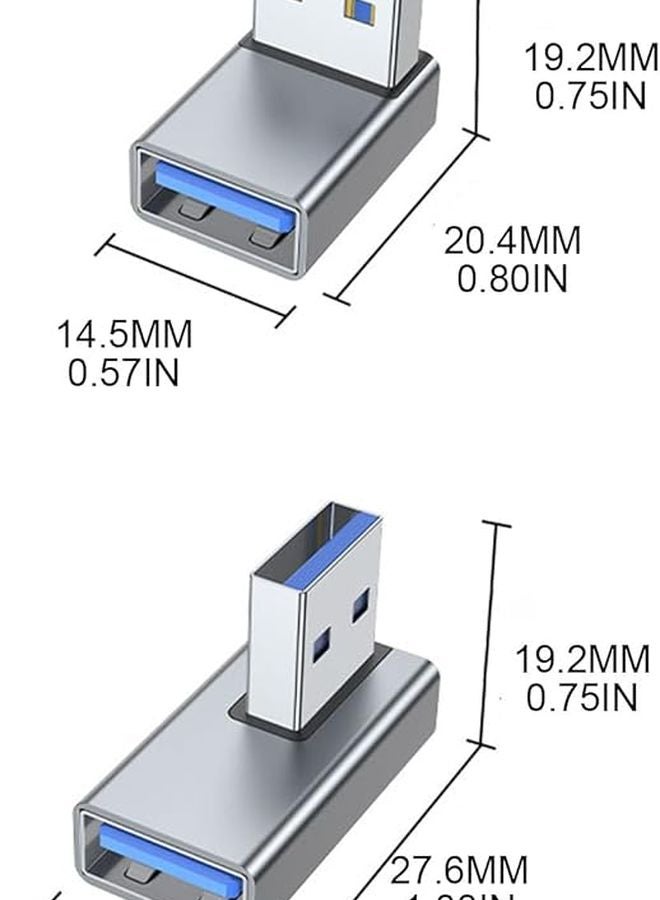 Grey USB 3.0 Up Angle Male To Female Extension Adapter Data Sync For Laptop PC - Image 3
