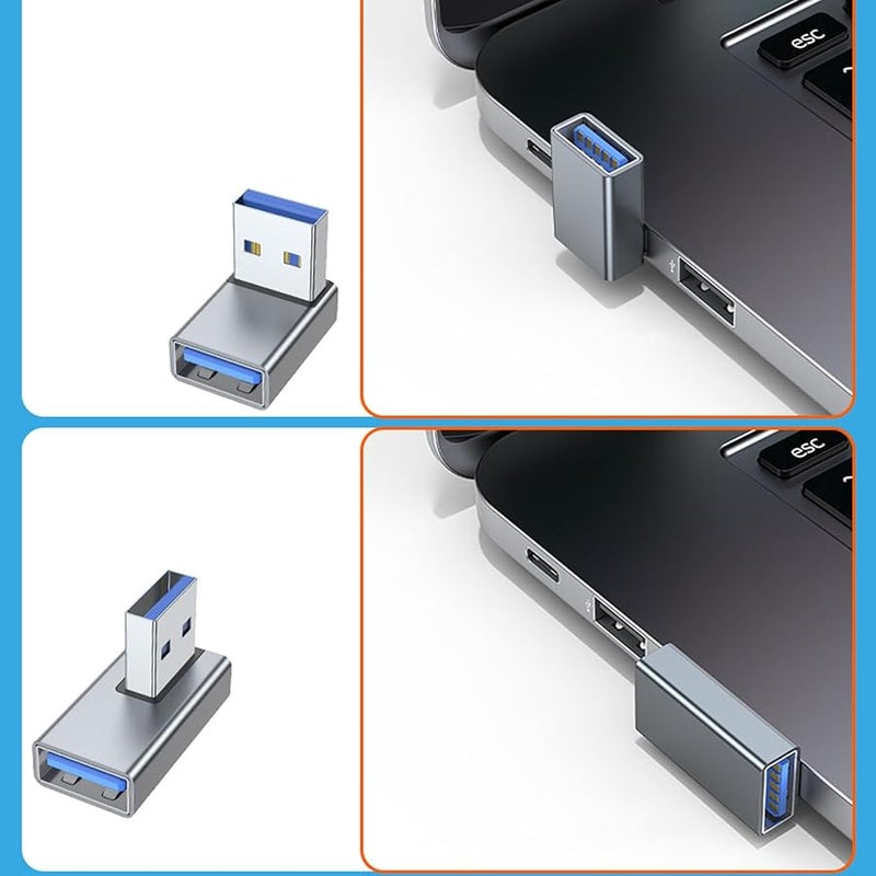 Grey USB 3.0 Up Angle Male To Female Extension Adapter Data Sync For Laptop PC - Image 5