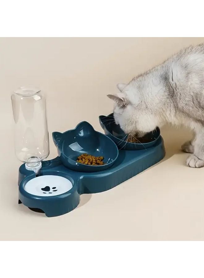 وعاء الشرب التلقائي الرمادي المضاد للانزلاق للقطط مع طبق طعام قابل لضبط الارتفاع - Image 5