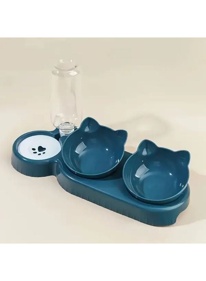 وعاء الشرب التلقائي الرمادي المضاد للانزلاق للقطط مع طبق طعام قابل لضبط الارتفاع - Image 4