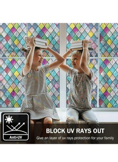 Generic Stained Glass Window Film, Window Privacy Films, Colorful Lattice Window Tint, Rainbow Glass Decals Stickers for Home Anti UV 45cm X 2m  - Image 1
