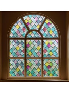 Generic Stained Glass Window Film, Window Privacy Films, Colorful Lattice Window Tint, Rainbow Glass Decals Stickers for Home Anti UV 45cm X 2m  - Image 2