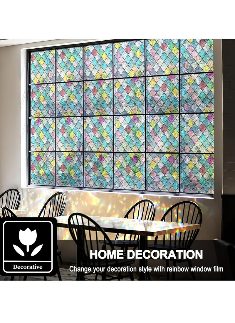 Generic Stained Glass Window Film, Window Privacy Films, Colorful Lattice Window Tint, Rainbow Glass Decals Stickers for Home Anti UV 45cm X 2m  - Image 4