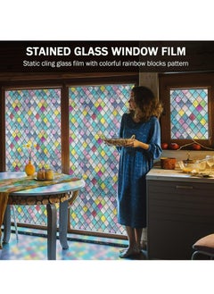 Generic Stained Glass Window Film, Window Privacy Films, Colorful Lattice Window Tint, Rainbow Glass Decals Stickers for Home Anti UV 45cm X 2m  - Image 5