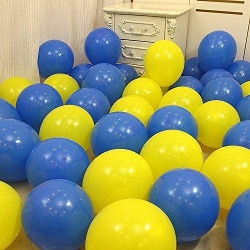 AnnoDeel 50 Pcs 12inch Yellow and Blue Balloons for Birthday and Wedding Parties - Image 1