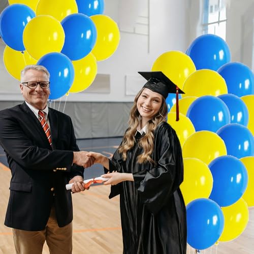 AnnoDeel 50 Pcs 12inch Yellow and Blue Balloons for Birthday and Wedding Parties - Image 5